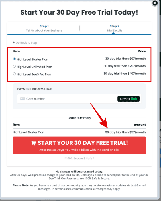 HighLevel 30 Day Free Trial start