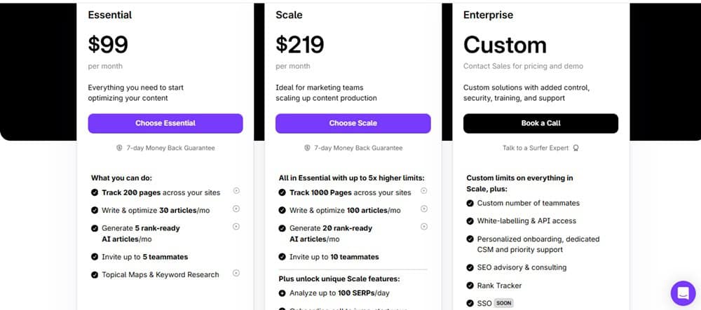 Surfer SEO Pricing