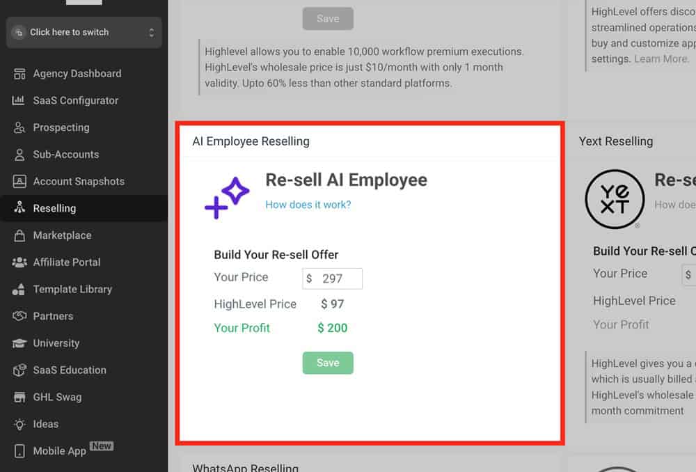 HighLevel AI Employee Reselling