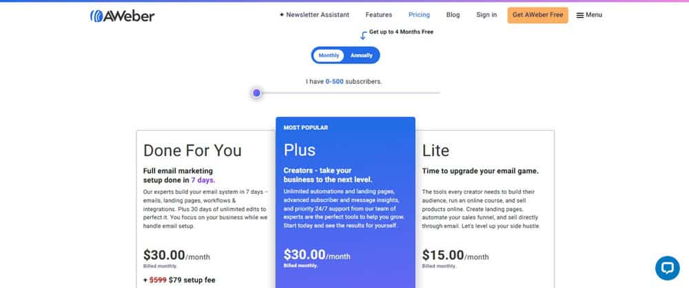 AWeber Pricing