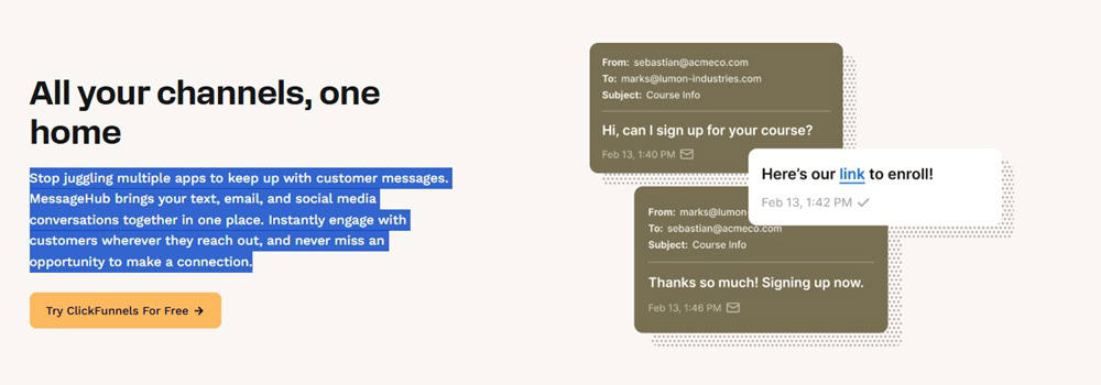 ClickFunnels Message Hub