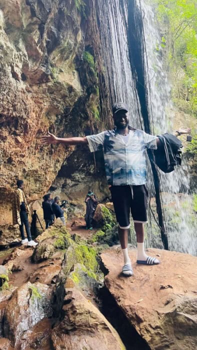 Khris Steven in water fall