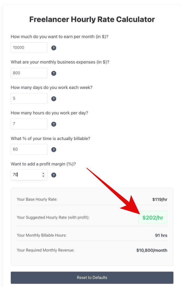 KhrisDigital freelancer rate calculator free