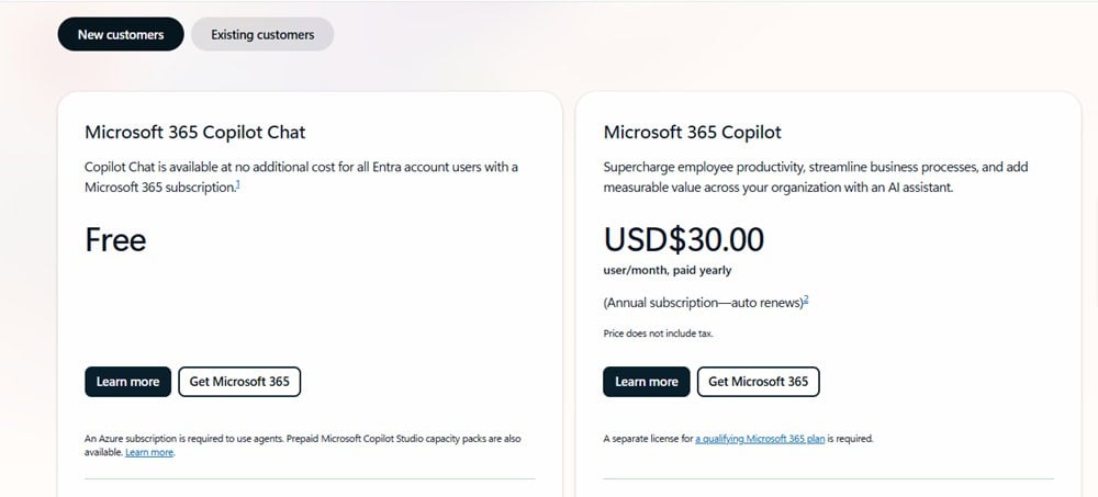 Microsoft Copilot Pricing