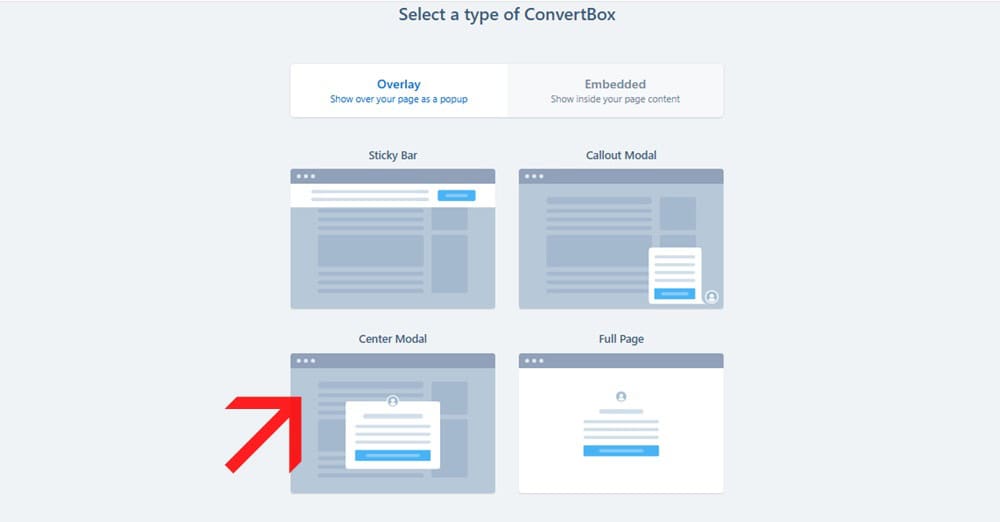 Select Center Modal Select Center Modal