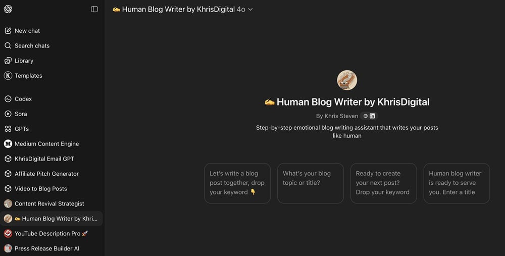 My Custom GPT Human Writer