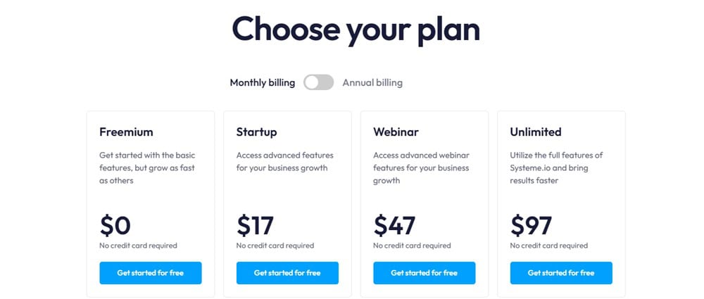Systeme.io Pricing