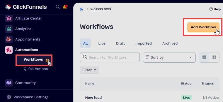 Creating Workflows on ClickFunnels