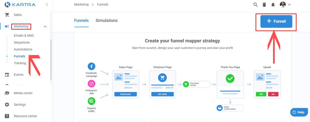 Create Funnels on Kartra