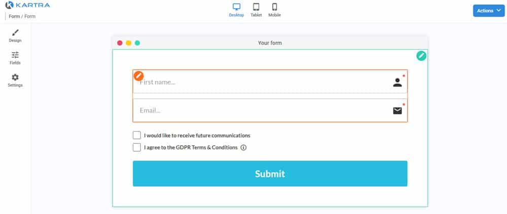 Edit Forms in Kartra