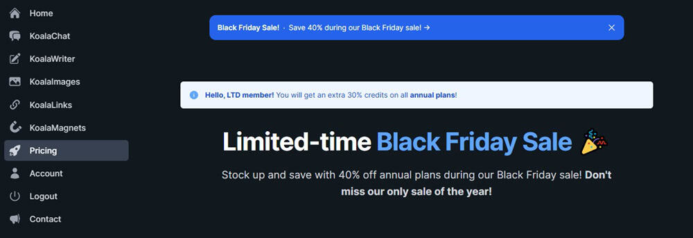 KoalaWriter 2025 Black Friday Deal