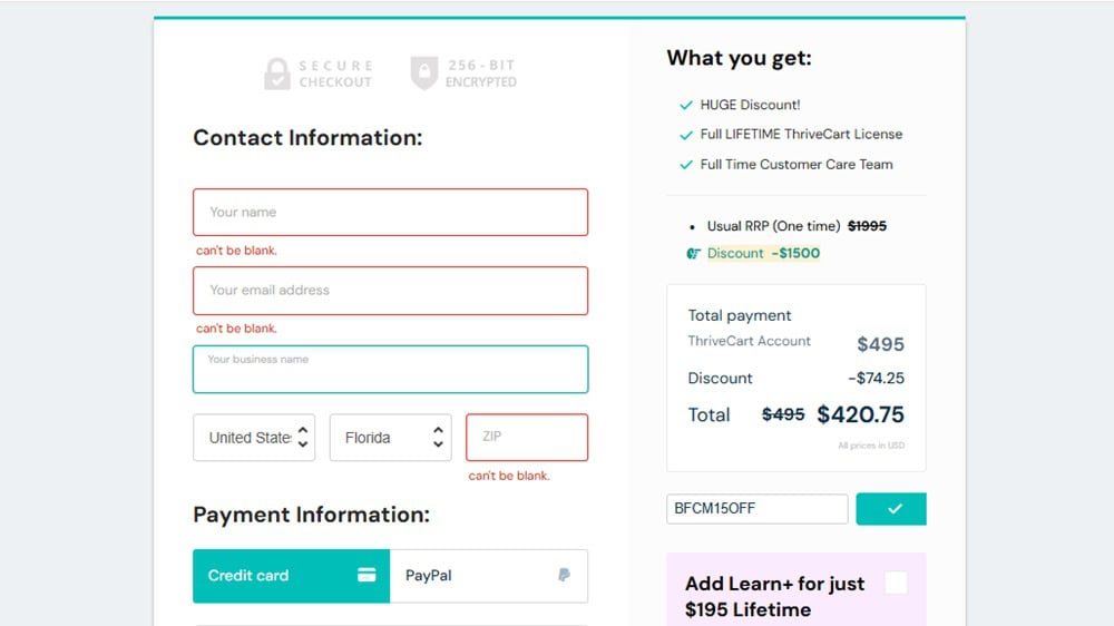 ThriveCart Standard Account BF Deal