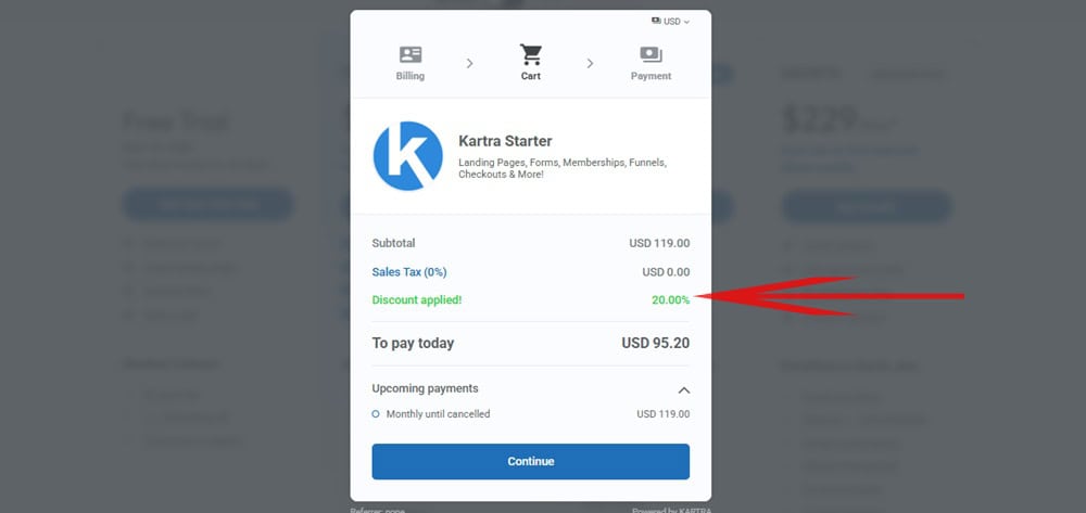 Kartra Discount Application